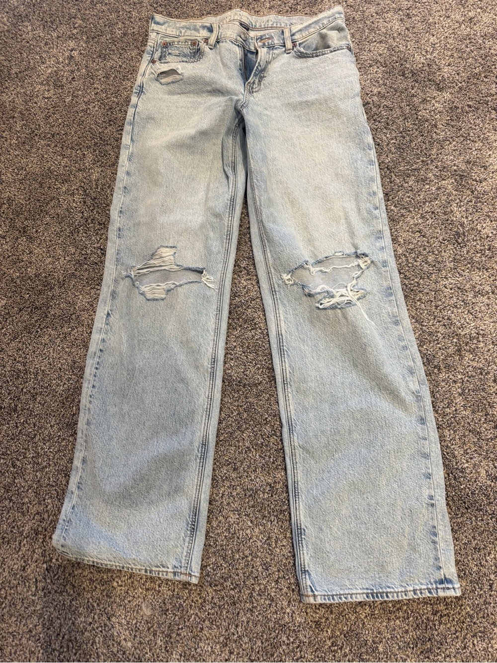 American Eagle Outfitters Light Blue Distressed Flare Jeans